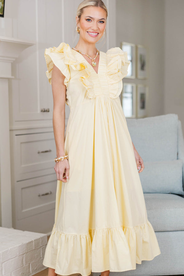 NURSING COLLECTION: The Creative Yellow Ruffled Midi Dress