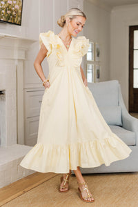 NURSING COLLECTION: The Creative Yellow Ruffled Midi Dress