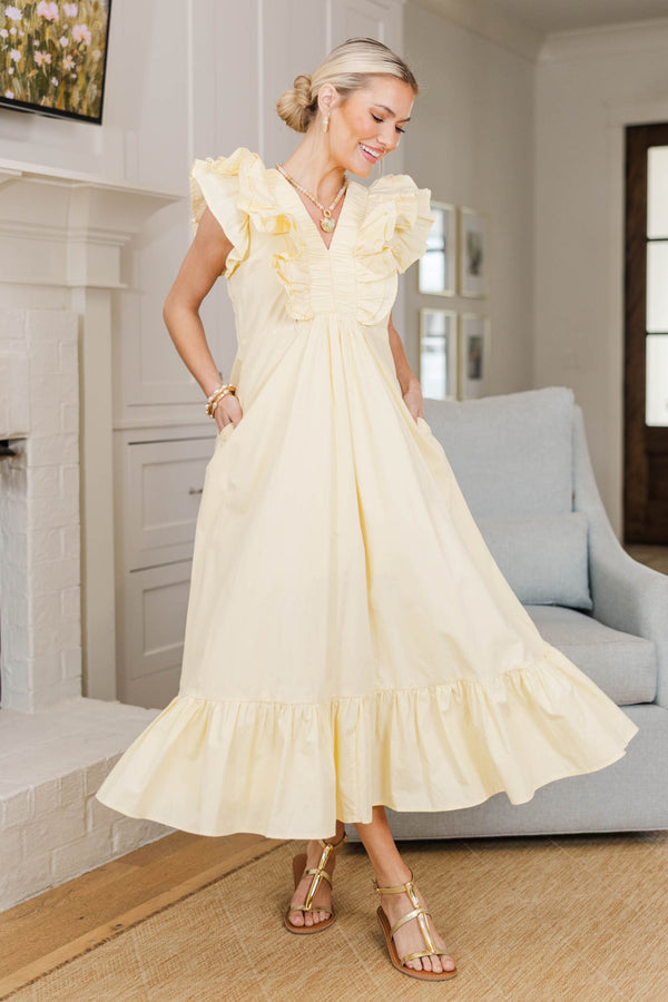 NURSING COLLECTION: The Creative Yellow Ruffled Midi Dress