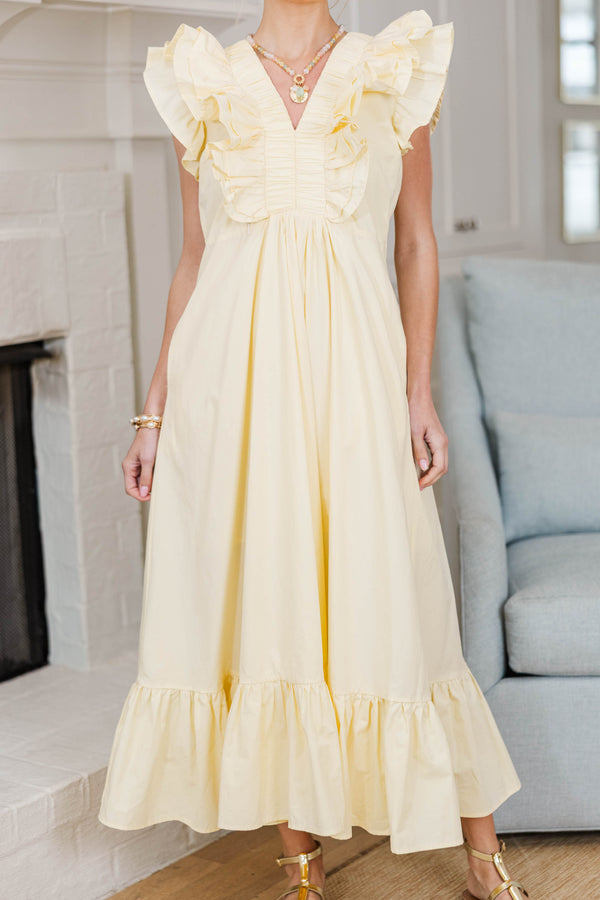 NURSING COLLECTION: The Creative Yellow Ruffled Midi Dress