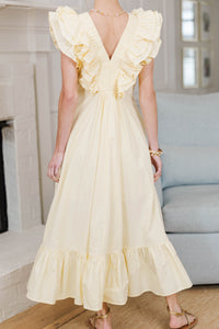 NURSING COLLECTION: The Creative Yellow Ruffled Midi Dress