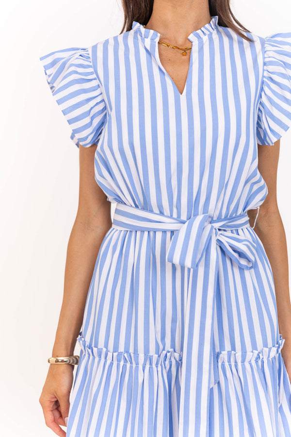 Loving You Well Light Blue Striped Midi Dress – Shop the Mint