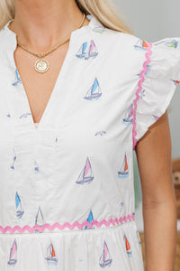 NURSING COLLECTION: Created Beauty White Sailboat Midi Dress