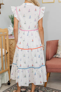NURSING COLLECTION: Created Beauty White Sailboat Midi Dress