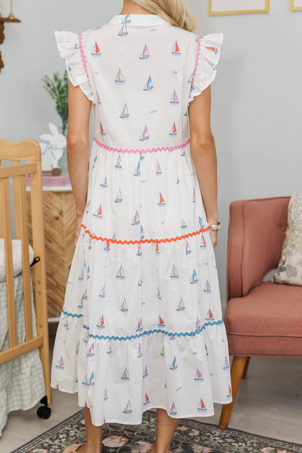 NURSING COLLECTION: Created Beauty White Sailboat Midi Dress