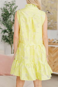 NURSING COLLECTION: Feminine Joy Yellow Brocade Dress