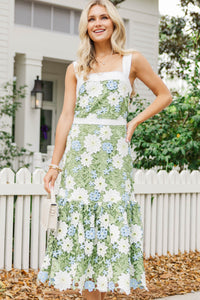 The Southern Soirée Green Eyelet Maxi Dress