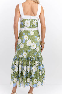 The Southern Soirée Green Eyelet Maxi Dress