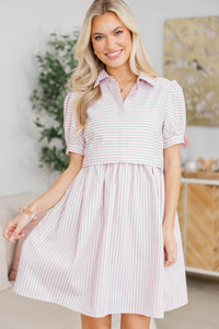 NURSING COLLECTION: All For It Pink & Green Striped Shirt Dress