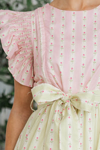 NURSING COLLECTION: Bright Vibes Pink Mixed Print Midi Dress