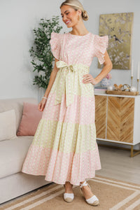 NURSING COLLECTION: Bright Vibes Pink Mixed Print Midi Dress