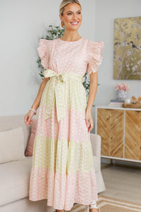 NURSING COLLECTION: Bright Vibes Pink Mixed Print Midi Dress