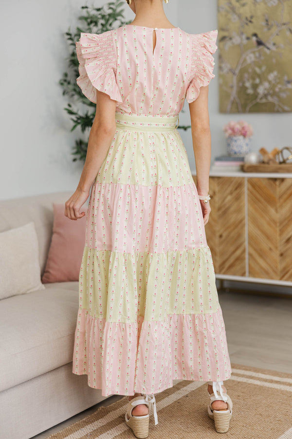 NURSING COLLECTION: Bright Vibes Pink Mixed Print Midi Dress