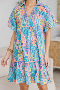 NURSING COLLECTION: As It Should Be Blue Mixed Print Dress