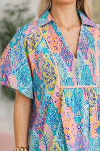 NURSING COLLECTION: As It Should Be Blue Mixed Print Dress