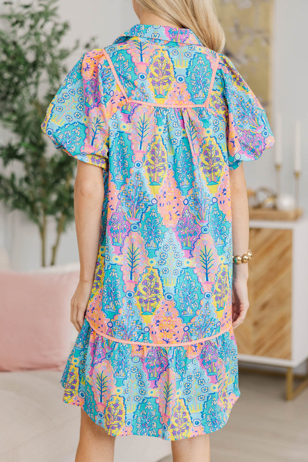 NURSING COLLECTION: As It Should Be Blue Mixed Print Dress