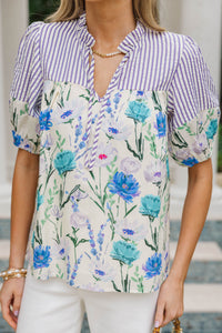 Simply Put Together Blue Medallion Blouse