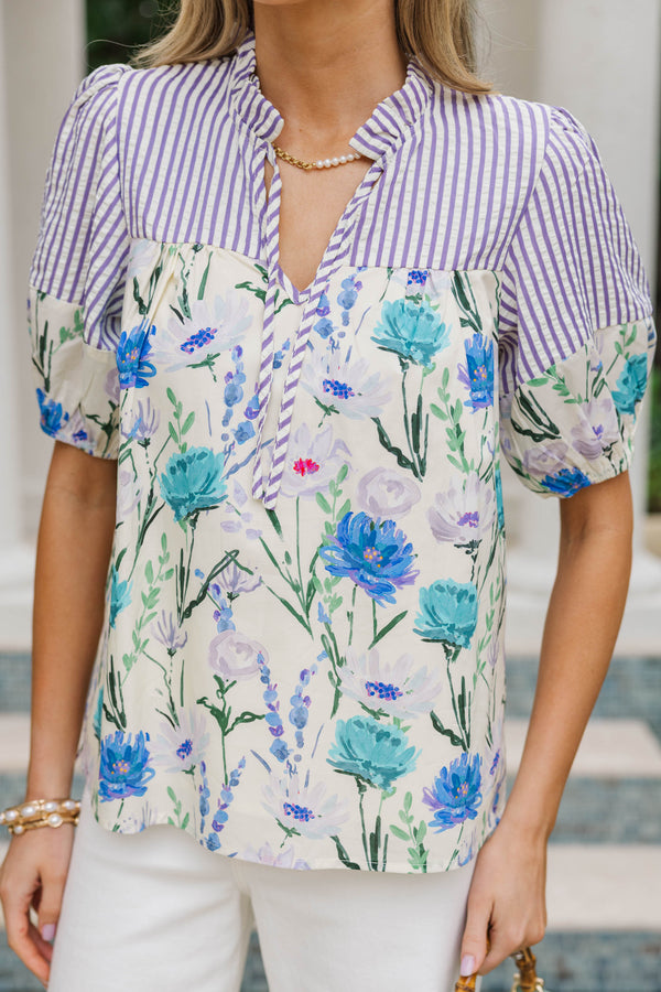Simply Put Together Blue Medallion Blouse