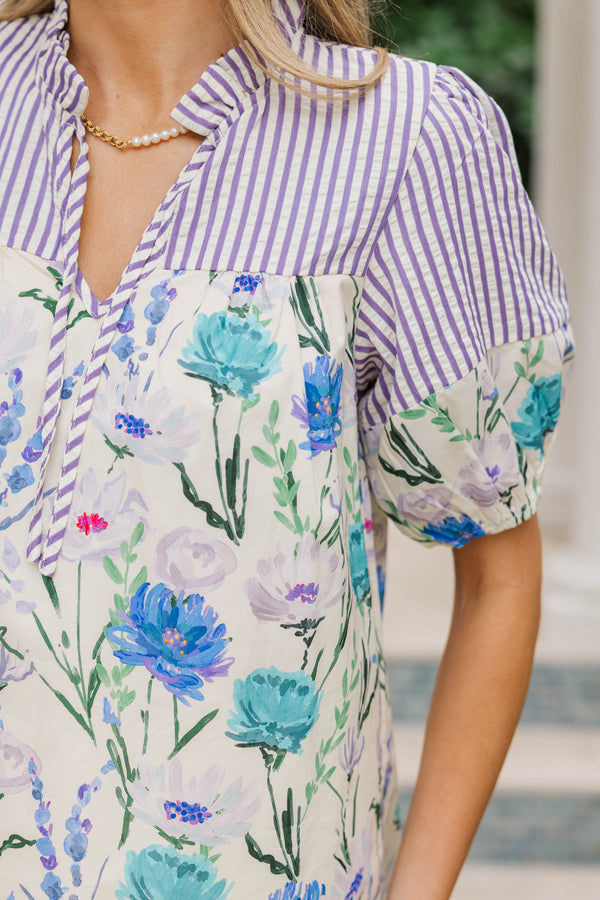 Simply Put Together Blue Medallion Blouse
