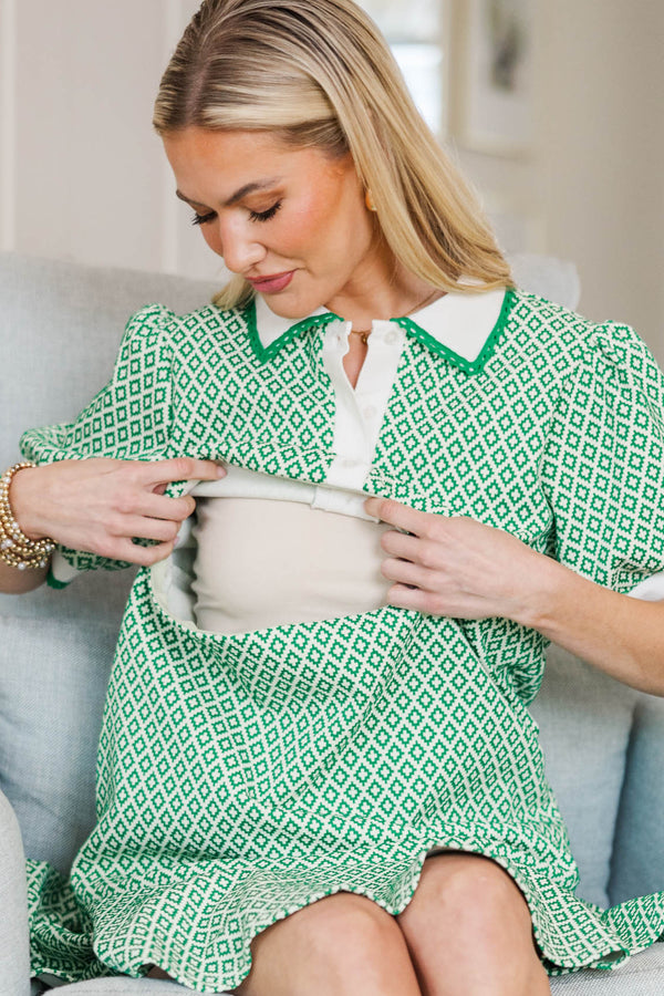 NURSING COLLECTION: The Days Ahead Green Textured Dress