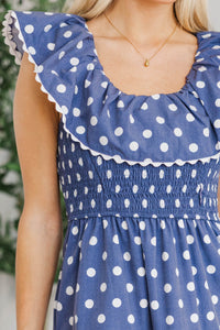 NURSING COLLECTION: Long Time No See Navy Polka Dot Midi Dress