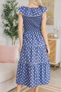 NURSING COLLECTION: Long Time No See Navy Polka Dot Midi Dress