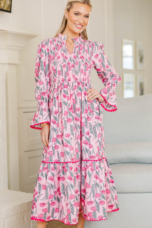 NURSING COLLECTION: Worn On Repeat Pink Floral Midi Dress