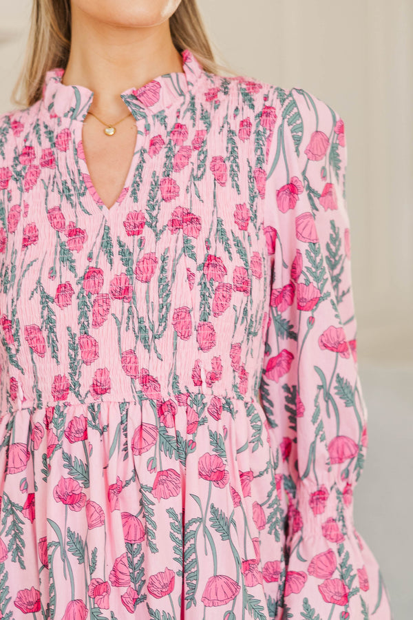 NURSING COLLECTION: Worn On Repeat Pink Floral Midi Dress