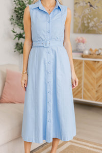 NURSING COLLECTION: Just Passing Through Light Blue Midi Dress