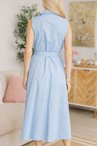 NURSING COLLECTION: Just Passing Through Light Blue Midi Dress