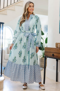 NURSING COLLECTION: Came To Play Blue Medallion Maxi Dress