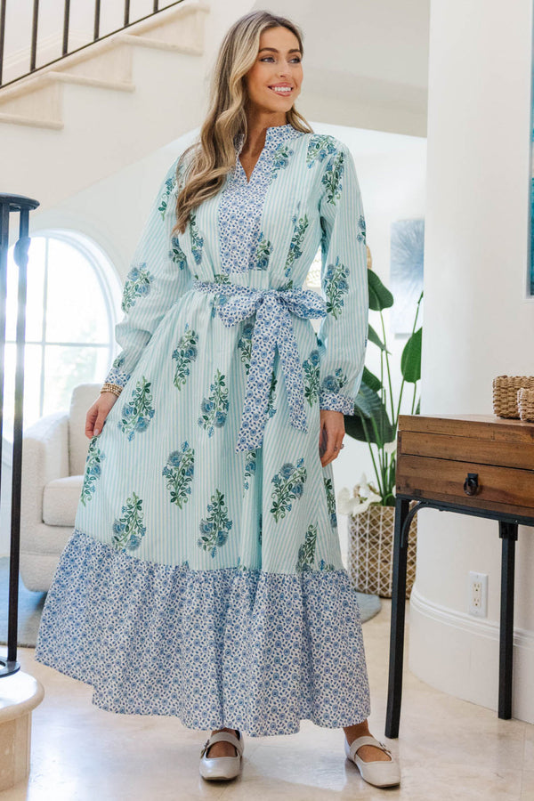 NURSING COLLECTION: Came To Play Blue Medallion Maxi Dress