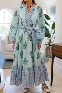 NURSING COLLECTION: Came To Play Blue Medallion Maxi Dress