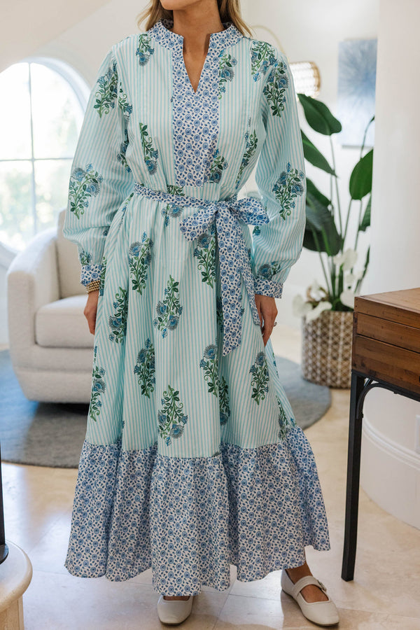 NURSING COLLECTION: Came To Play Blue Medallion Maxi Dress
