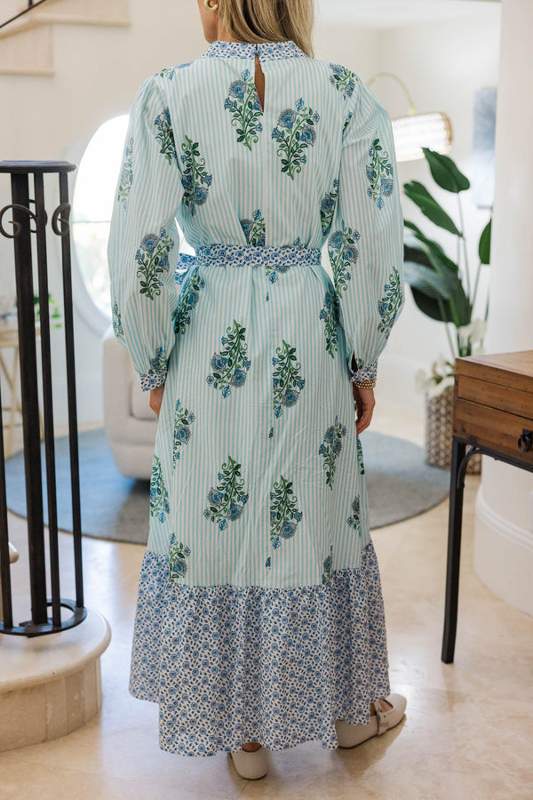 NURSING COLLECTION: Came To Play Blue Medallion Maxi Dress