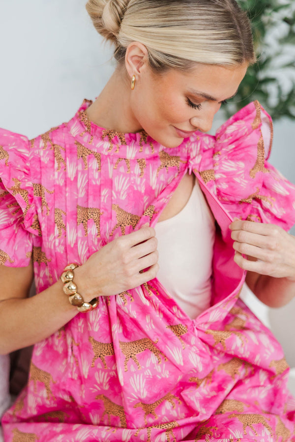 NURSING COLLECTION: Enough Said Fuchsia Leopard Dress