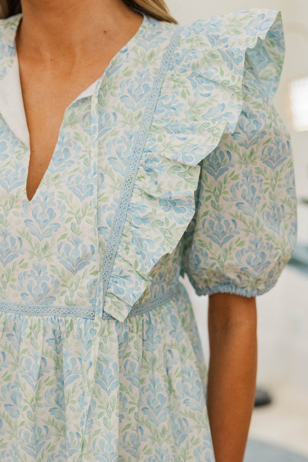 NURSING COLLECTION: All The Good Things Light Blue Watercolor Dress