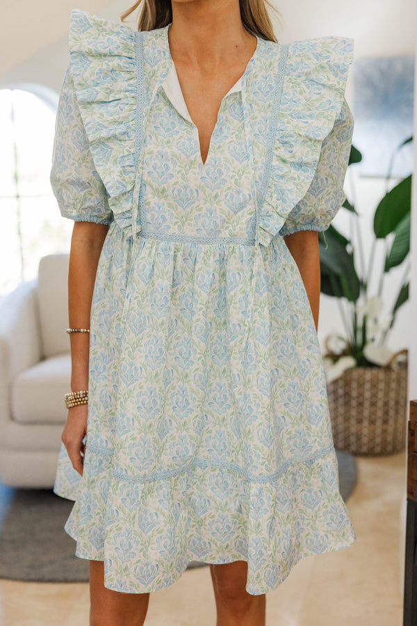 NURSING COLLECTION: All The Good Things Light Blue Watercolor Dress