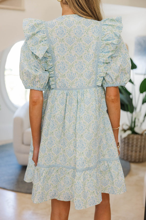 NURSING COLLECTION: All The Good Things Light Blue Watercolor Dress
