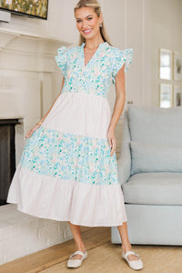 NURSING COLLECTION: Created Beauty Blue Mixed Print Midi Dress