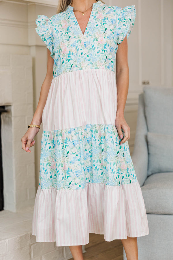 NURSING COLLECTION: Created Beauty Blue Mixed Print Midi Dress