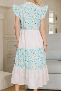 NURSING COLLECTION: Created Beauty Blue Mixed Print Midi Dress