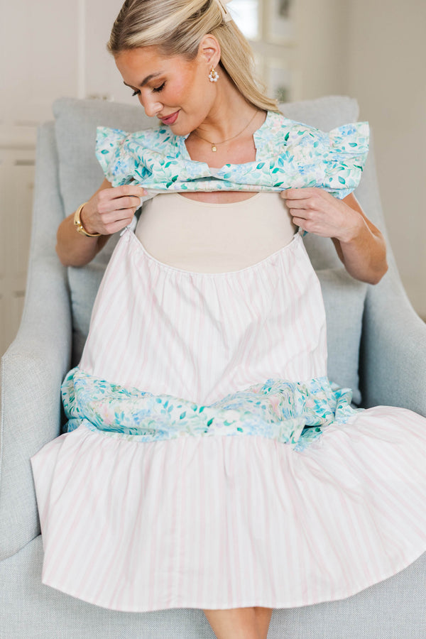 NURSING COLLECTION: Created Beauty Blue Mixed Print Midi Dress