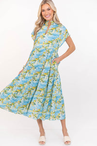 In Your Dreams Blue Toile Midi Dress