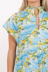 In Your Dreams Blue Toile Midi Dress