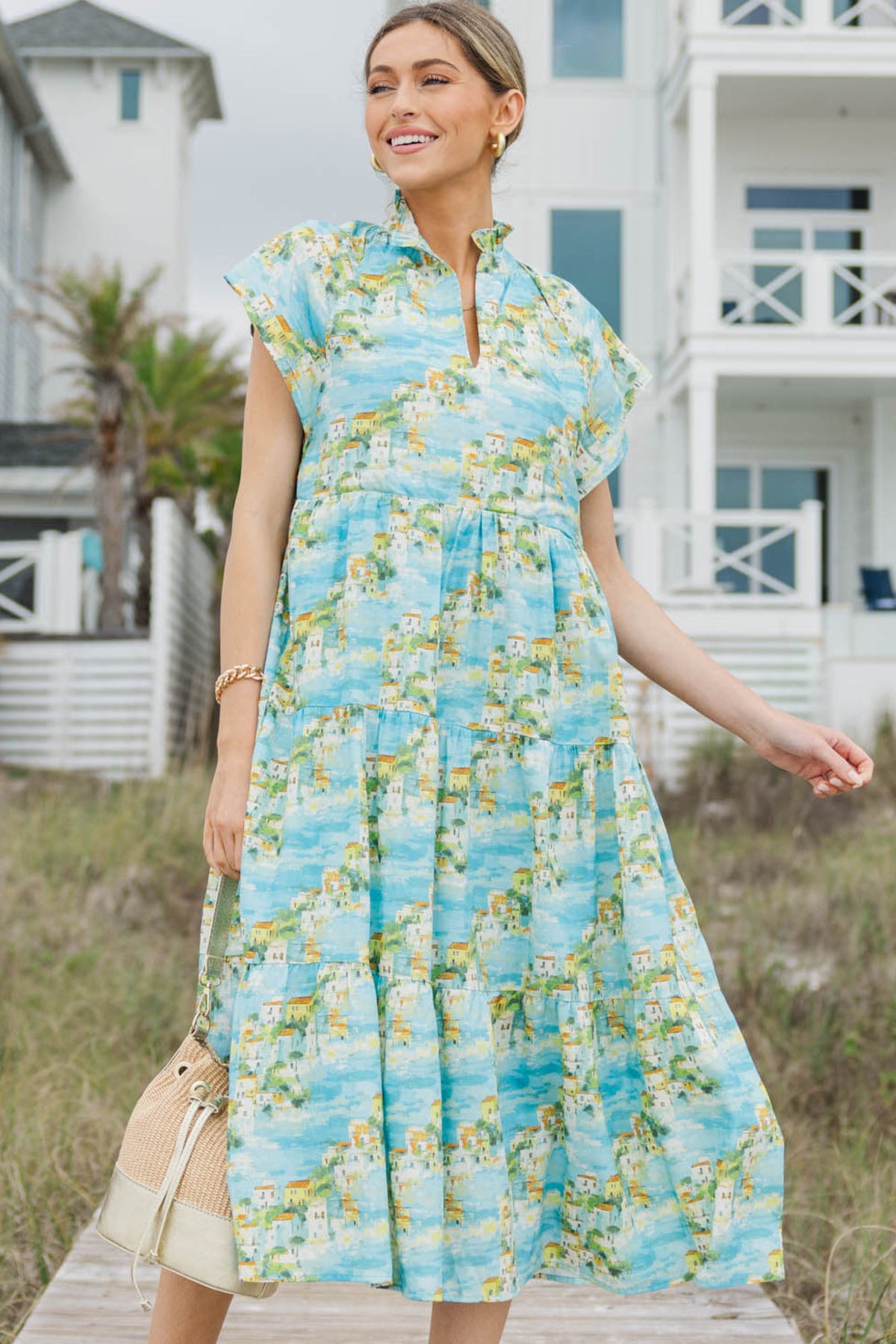 blue toile midi dress In Your Dreams – Shop the Mint Size:11 M US champagne color bridesmaid dresses Blue floral off-shoulder midi Designed with a gathered
