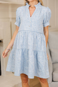 NURSING COLLECTION: All Signs Point Here Light Blue Textured Dress