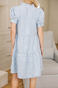NURSING COLLECTION: All Signs Point Here Light Blue Textured Dress
