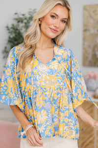 NURSING COLLECTION: Simply Lovely Blue Floral Blouse