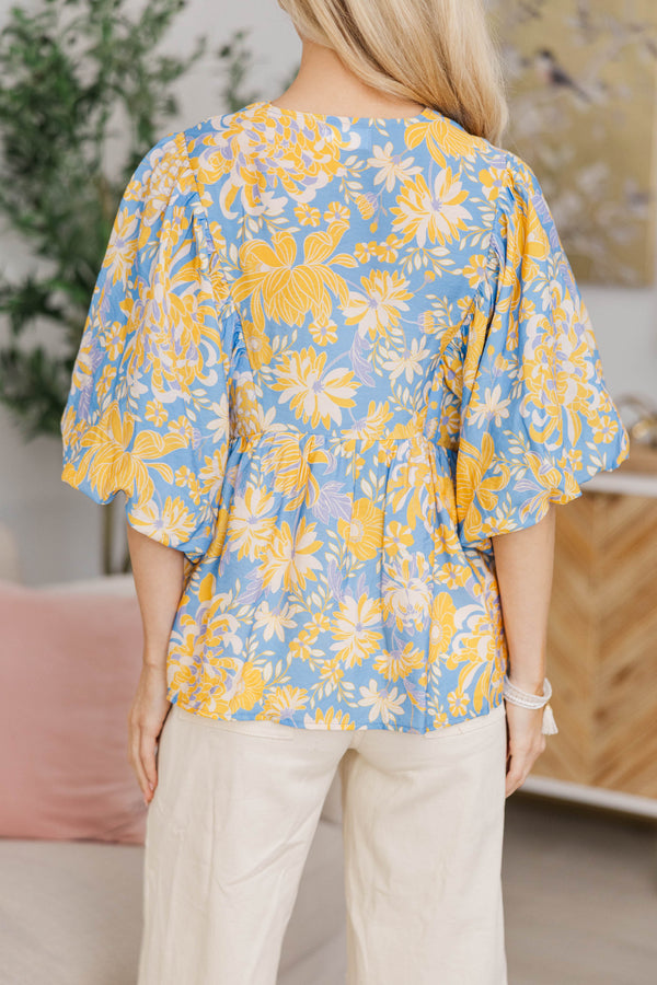 NURSING COLLECTION: Simply Lovely Blue Floral Blouse